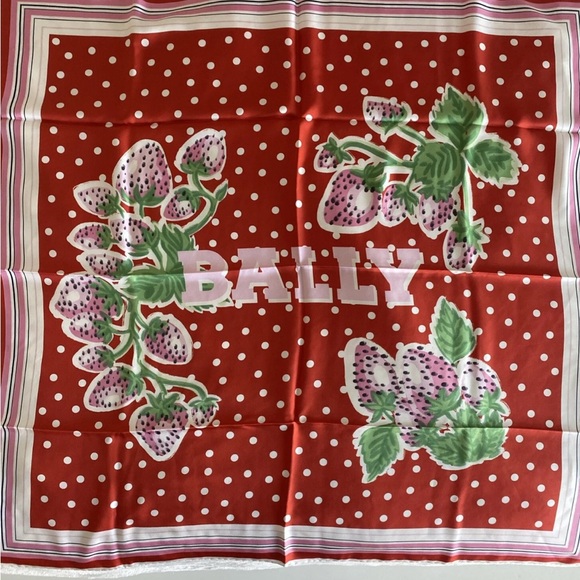Bally Accessories - Bally NWT strawberry silk scarf square 35 X 34”